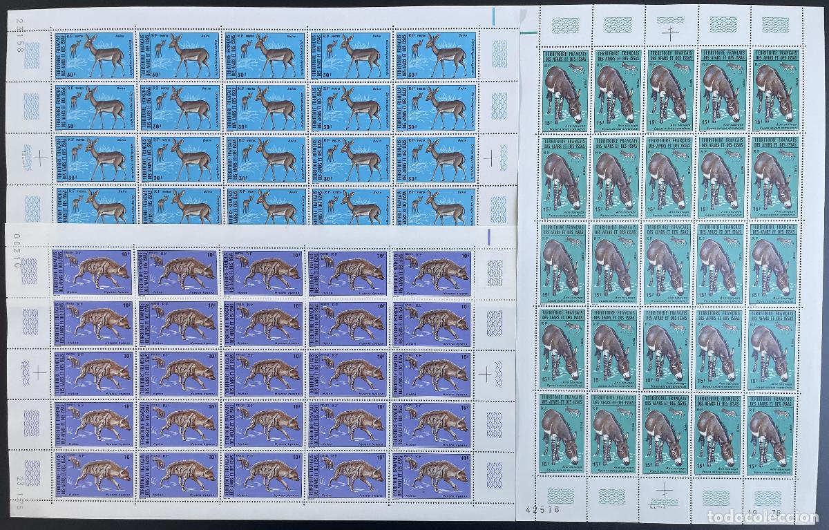 Sellos: Afars and Issas 1976 YT 416-418 animales de mesa fauna ant&iacute;lope gacela hiena burro