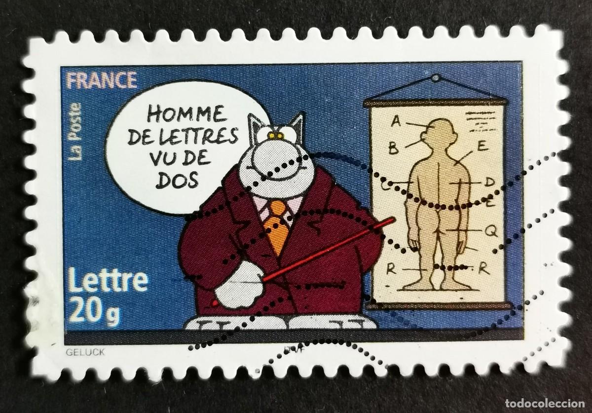 Sellos: Sello Francia 2005, El gato de Geluk: Vista trasera del hombre de, Sin valor facial Michel: FR 3987