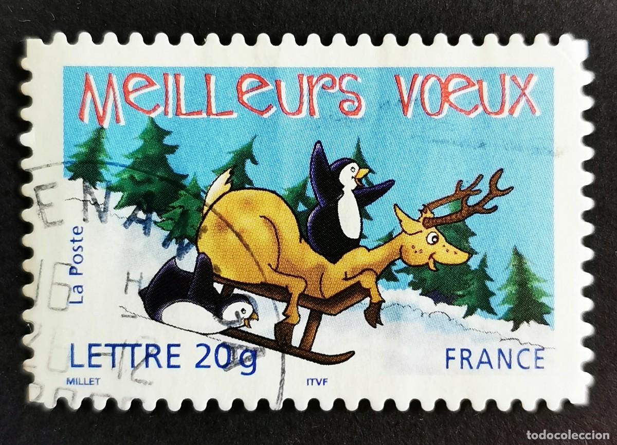 Sellos: Sello Francia 2005, Los mejores deseos, Ciervo en un Trineo, Sin valor facial Michel: FR 4014I