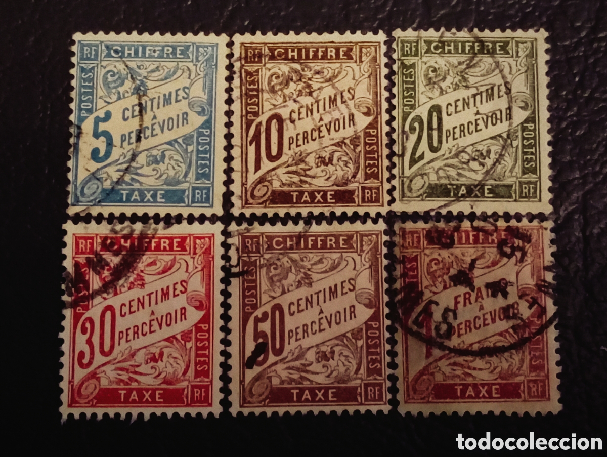 Sellos: Francia Lote 6 Sellos Tasa Tipo Duval Usados - A&ntilde;o 1893/1923 - Yvert N&ordm; 28/32 y 34