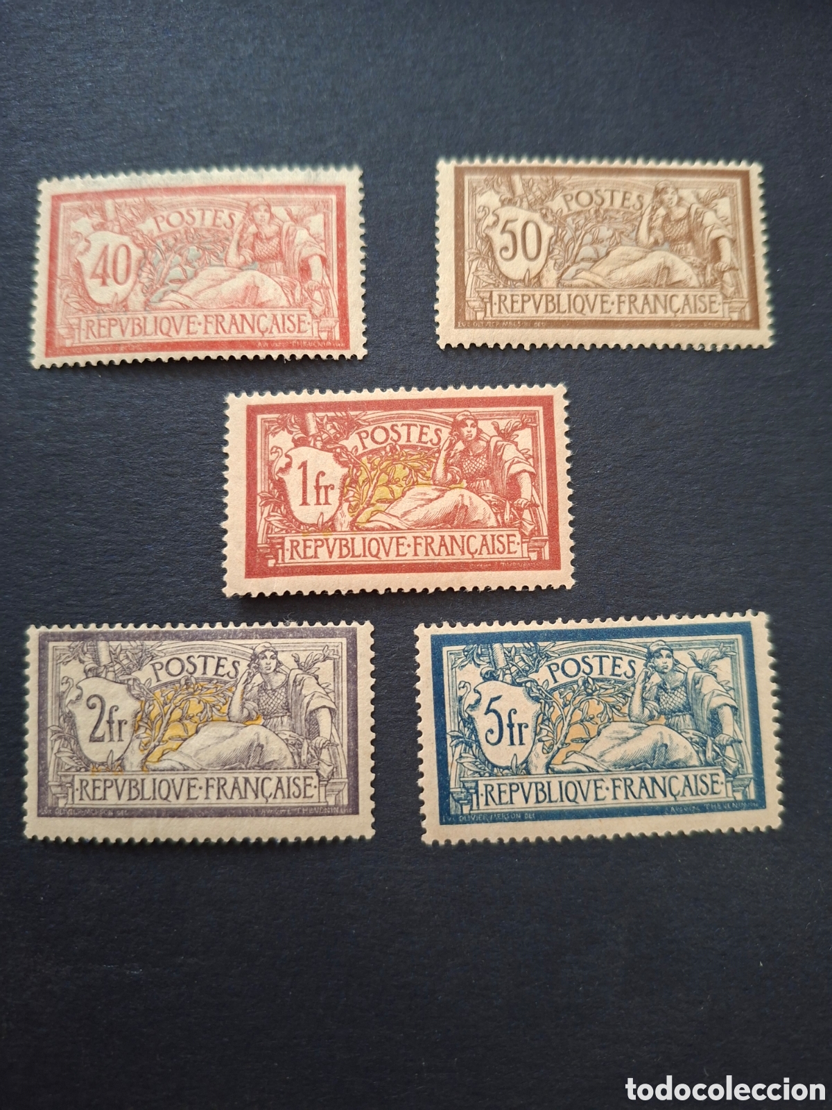 Sellos: FRANCIA. YVERT 119/123. MERSON. NUEVOS CON CHARNELA.