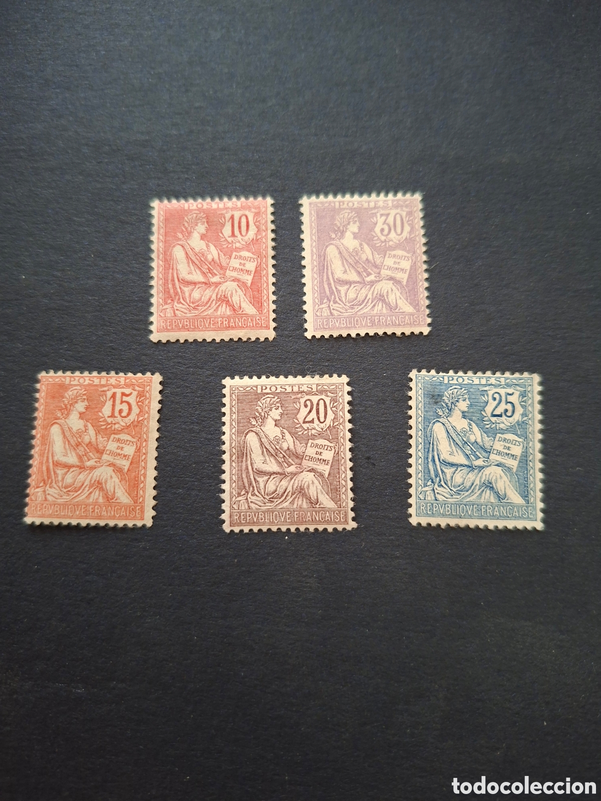 Sellos: FRANCIA. YVERT 124/128 NUEVOS CON SE&Ntilde;AL DE CHARNELA.