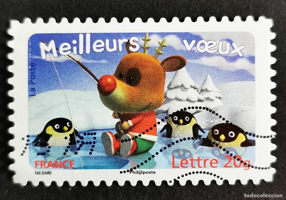 Sellos: Sello Francia 2006, Pesca de renos y ping&uuml;inos ba&ntilde;&aacute;ndose, Carta 20g Michel: FR 4179I