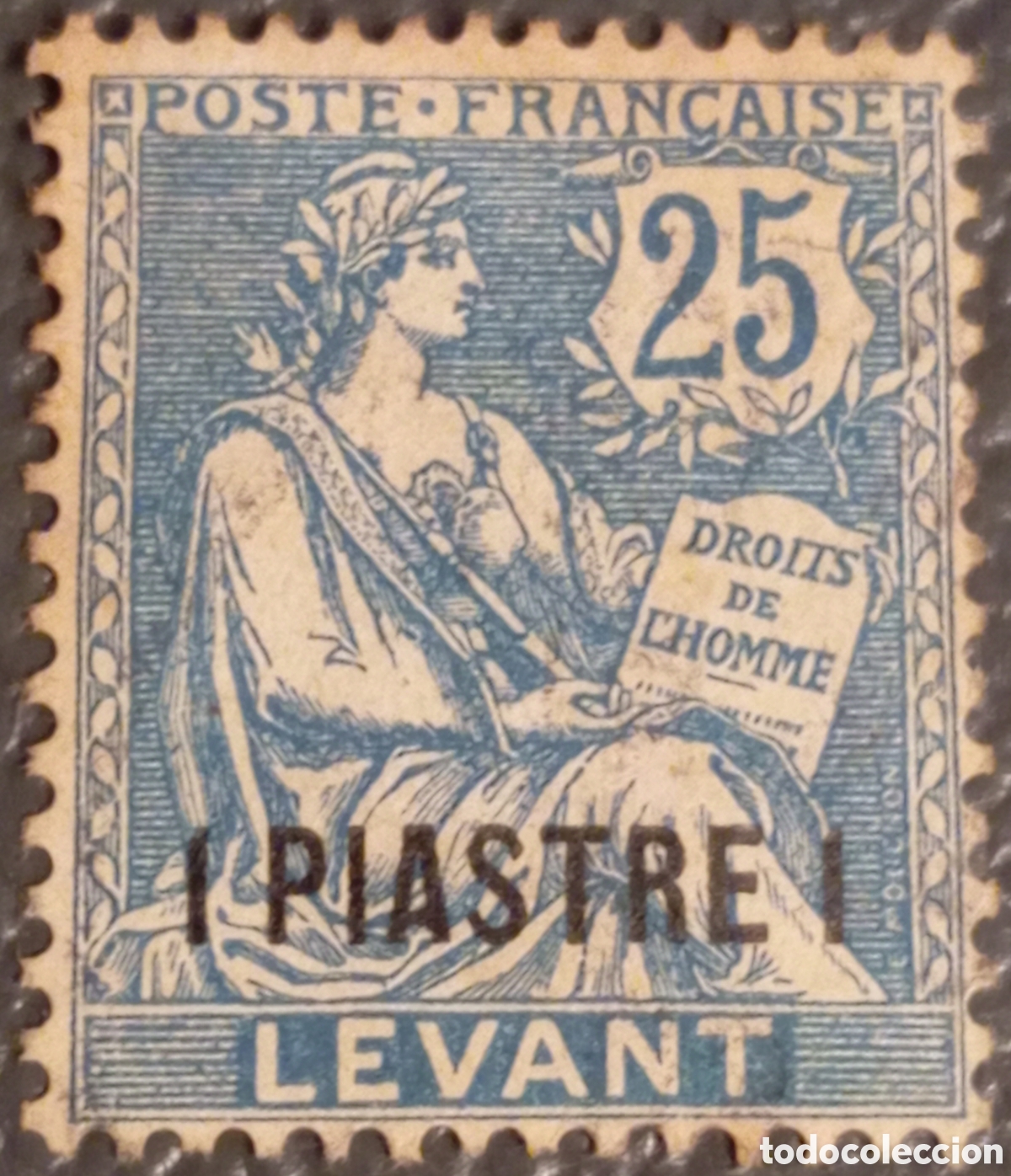 Sellos: Sello Francia Levante 1902 - 1 Piastre s/25c Tipo Mouchon Yvert 17 MH