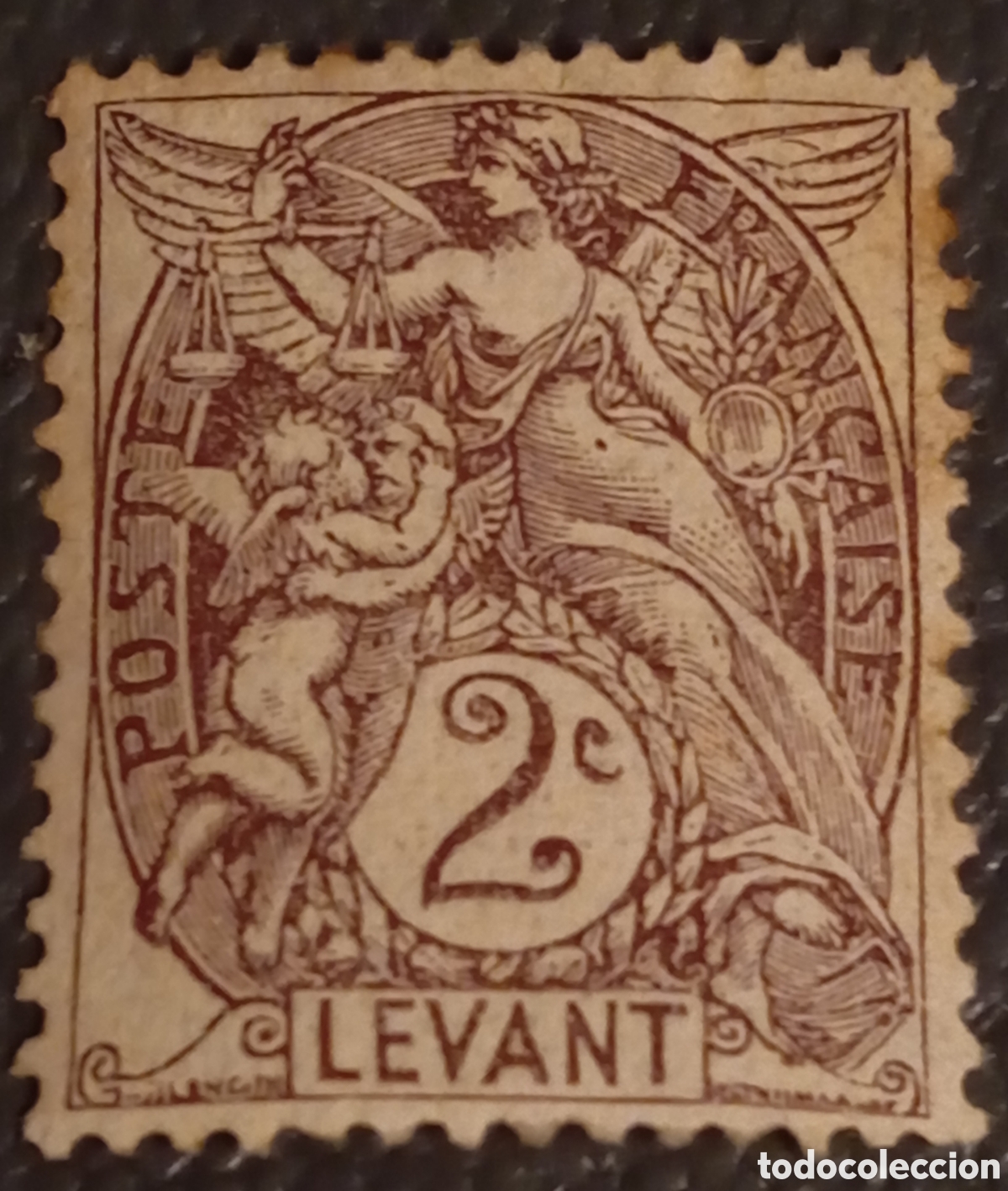 Sellos: Francia Levante 1902 - 2c Marr&oacute;n Tipo Blanc - Cat&aacute;logo Yvert 13 MH