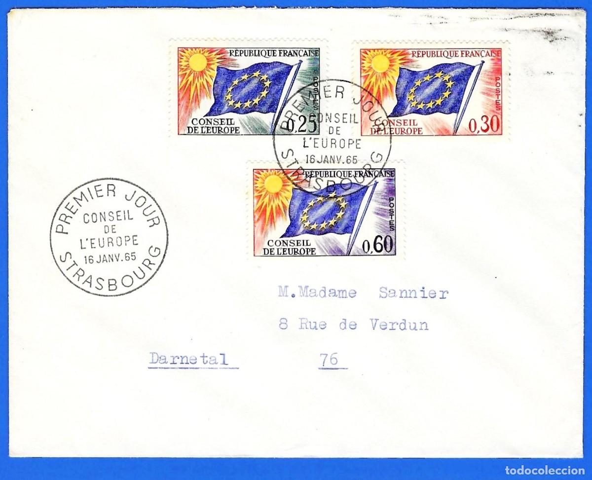 Sellos: Francia 1965 - Mi CE10, 11 y 13 - YT S29, 30 y 34 - FDC Consejo de Europa