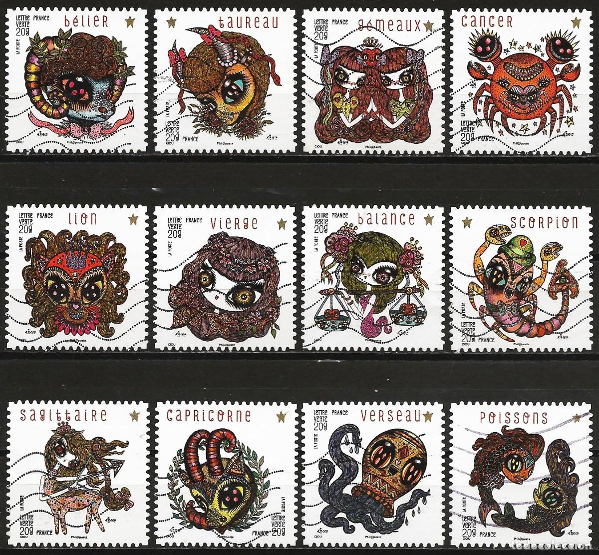 Sellos: Francia 2014 - Mi 5765 a 5776 - YT 941 a 952 - Los signos del zod&iacute;aco ( Serie completa )