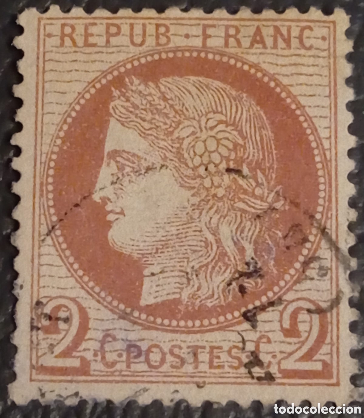 Sellos: Sello Francia 1872 - C&eacute;r&egrave;s 2 C&eacute;ntimos Marr&oacute;n - Yvert 51 / Scott 51 Usado