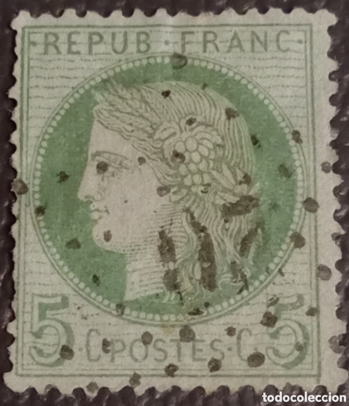 Sellos: Francia 1872 Ceres 5c Verde, Usado Matasellado - Yvert 53