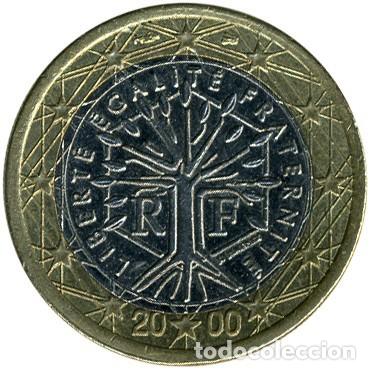 Sellos: 5 monedas de 1 euro y 5 monedas de 2 euros de Francia a&ntilde;o 2000