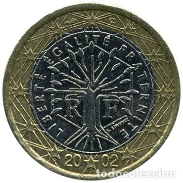 Sellos: 5 monedas de 1 euro y 5 monedas de 2 euros Francia a&ntilde;o 2002