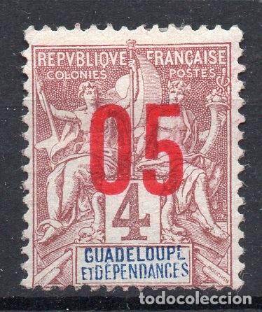 Sellos: GUADELOUPE/1912/MH/SC#83/NAVEGACION & COMERCIO / 5C. SOBRE 4C. CLARET