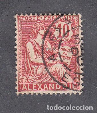 Sellos: colonies fran&ccedil;aises ALEXANDRIE n&deg; 24 type Mouchon oblit&eacute;r&eacute;