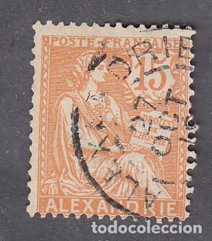 Sellos: colonies fran&ccedil;aises ALEXANDRIE n&deg; 25 type Mouchon oblit&eacute;r&eacute;
