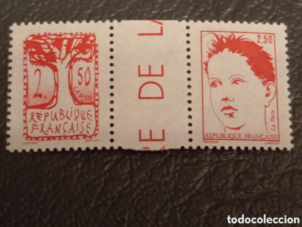 Sellos: Francia 1992 - Bicentenario Rep&uacute;blica Pareja Interpanel MNH (Yvert 2772a)