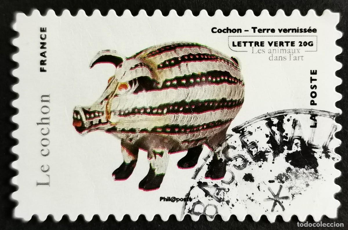 Sellos: Sello Francia 2013, Cerdo, cer&aacute;mica vidriada, Ciudad de la Cer&aacute;m, Sin Valor Facial Michel: FR 5487
