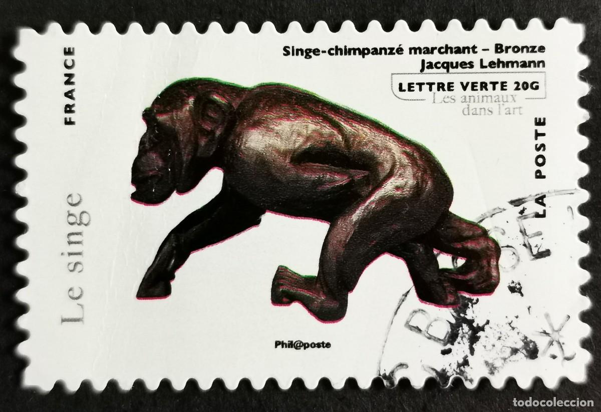 Sellos: Sello Francia 2013, Chimpanc&eacute; caminando sobre los nudillos, Bronce, Sin Valor Facial Michel: FR 5488