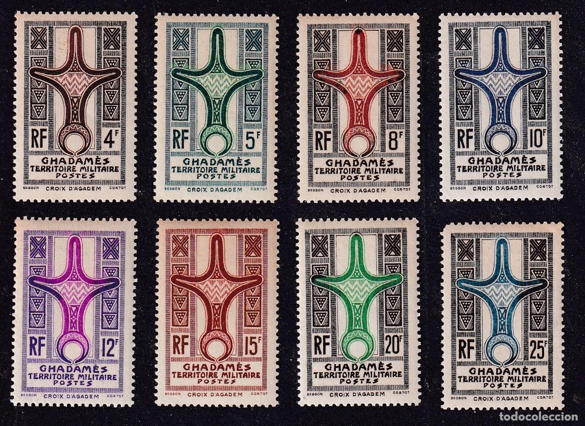 Sellos: colonies fran&ccedil;aises GHADAMES Yvert n&deg; 1 &agrave; 8 **/* croix d'Agad&egrave;s