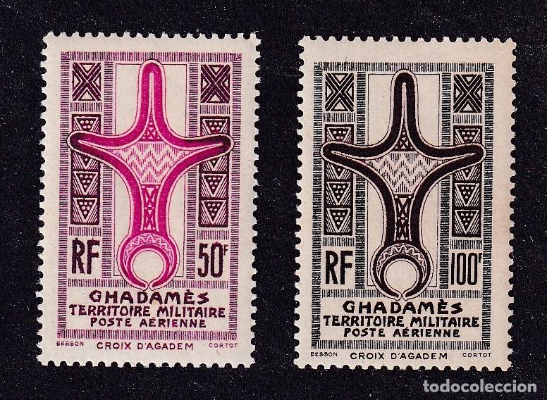 Sellos: colonies fran&ccedil;aises GHADAMES Yvert PA n&deg; 1 et 2 **/* croix d'Agad&egrave;s