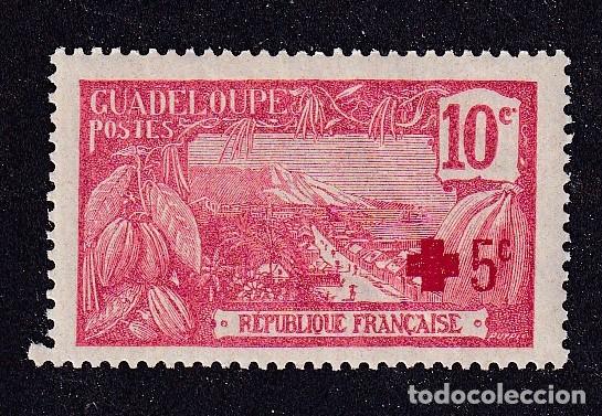 Sellos: colonies fran&ccedil;aises GUADELOUPE Yvert n&deg; 75 ** mont Houelmont pour la croix rouge