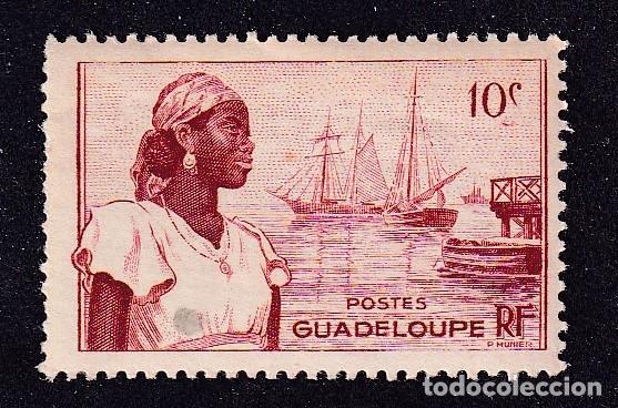 Sellos: colonies fran&ccedil;aises GUADELOUPE Yvert n&deg; 197 * port de Basse-Terre