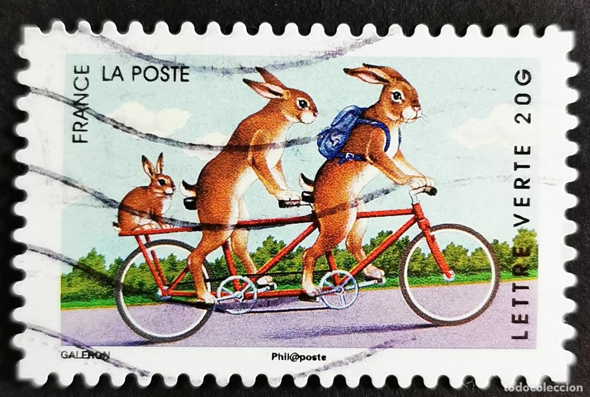 Sellos: Sello Francia 2014, Conejos en una bicicleta t&aacute;ndem, Sin Valor Facial Michel: FR 5836
