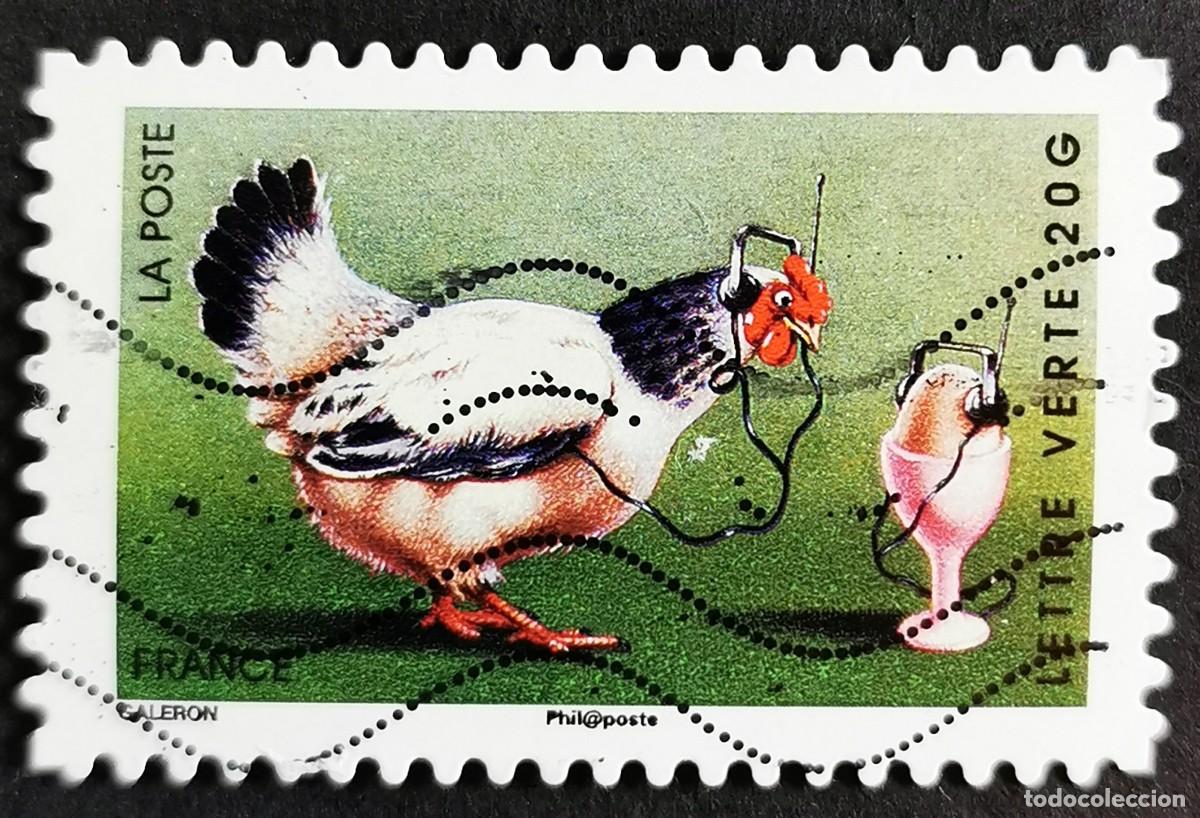 Sellos: Sello Francia 2014, El pollo y el huevo, ambos con auriculares., Sin Valor Facial Michel: FR 5833