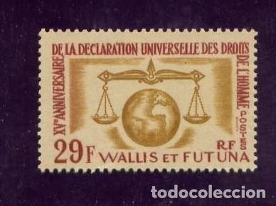Sellos: colonies fran&ccedil;aises WALLIS ET FUTUNA Yvert n&deg; 169 anniversaire d&eacute;claration des droits de l'homme