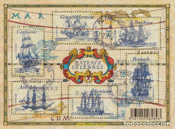 Sellos: 788574 USED FRANCIA 2008 VELEROS CELEBRES