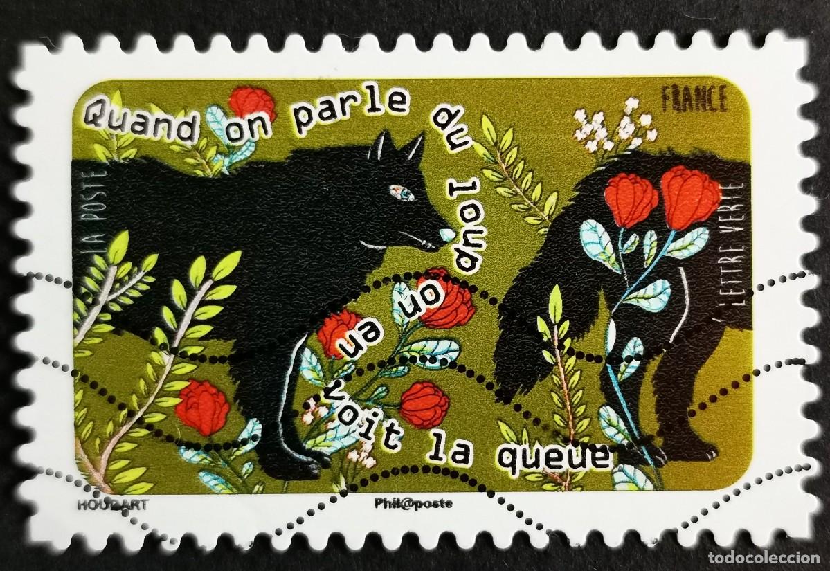 Sellos: Sello Francia 2016, Proverbios animales: Habla del lobo, mira cola, Sin Valor Facial Michel: FR 6514