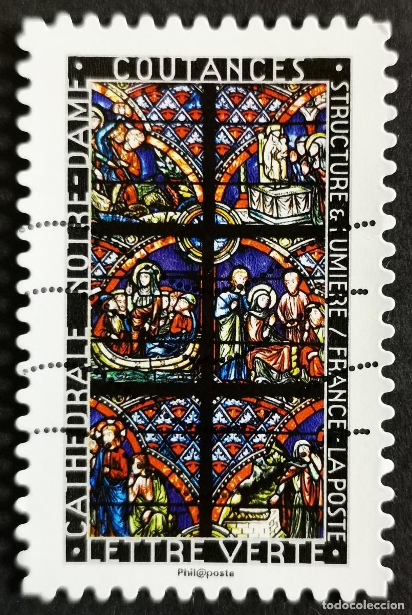 Sellos: Sello Francia 2016, Vitral de la catedral de Notre-Dame en Coutanc, Sin Valor Facial Michel: FR 6635