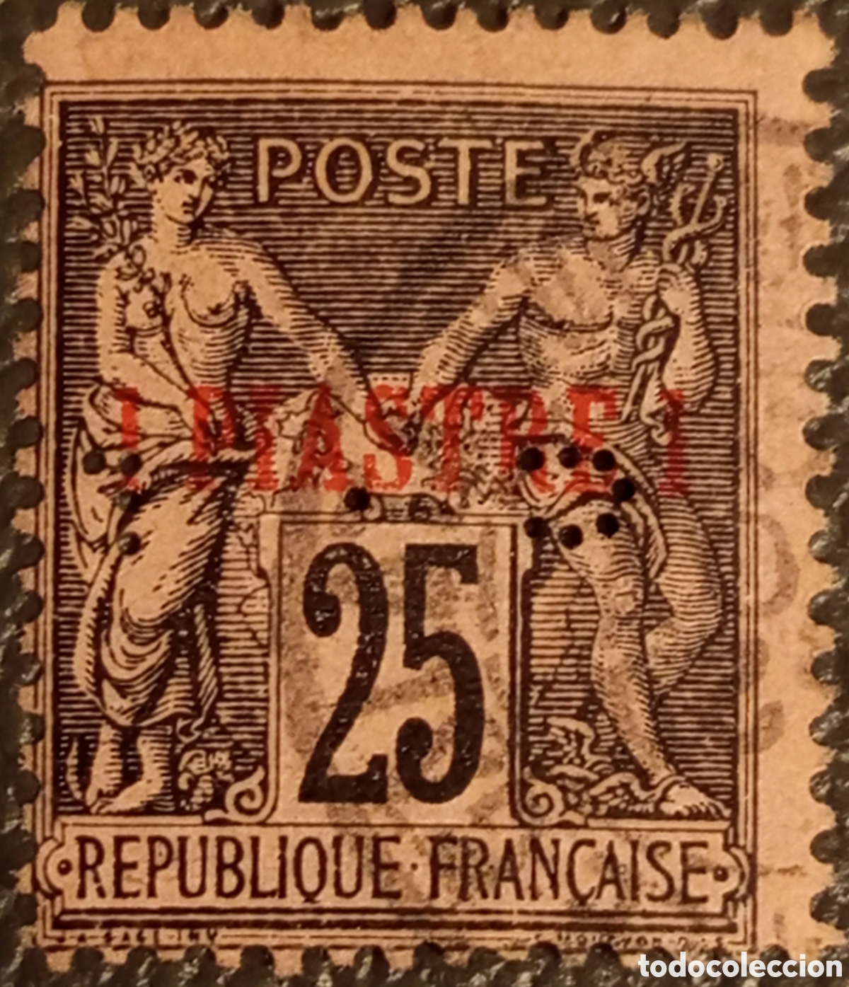 Sellos: Sello Francia 1886 Tipo Sage 25c Negro/Rosa Usado Perfin - Scott 100 / Yvert 92