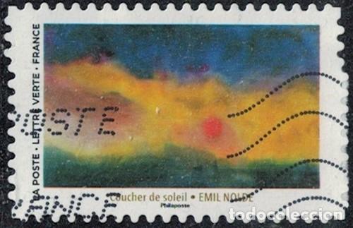Sellos: Francia 2025 Oblit&eacute;r&eacute; Used Grand Soleil Coucher de soleil Emil Nolde Y&T FR 2525 SU