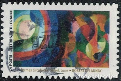 Sellos: France 2025 Oblit&eacute;r&eacute; Used Grand Soleil Formes Circulaires Soleil Lune Robert Delaunay Y&T FR 2523 SU