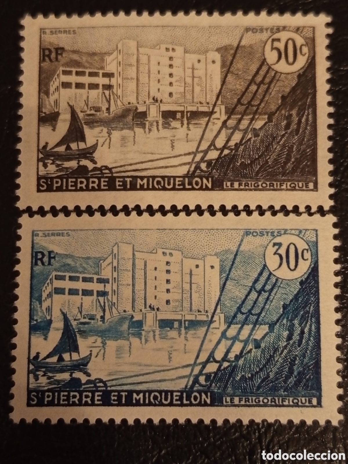 Sellos: Saint Pierre & Miquelon 1955 - Le Frigorifique 30c/50c - Scott 346-347 MNH
