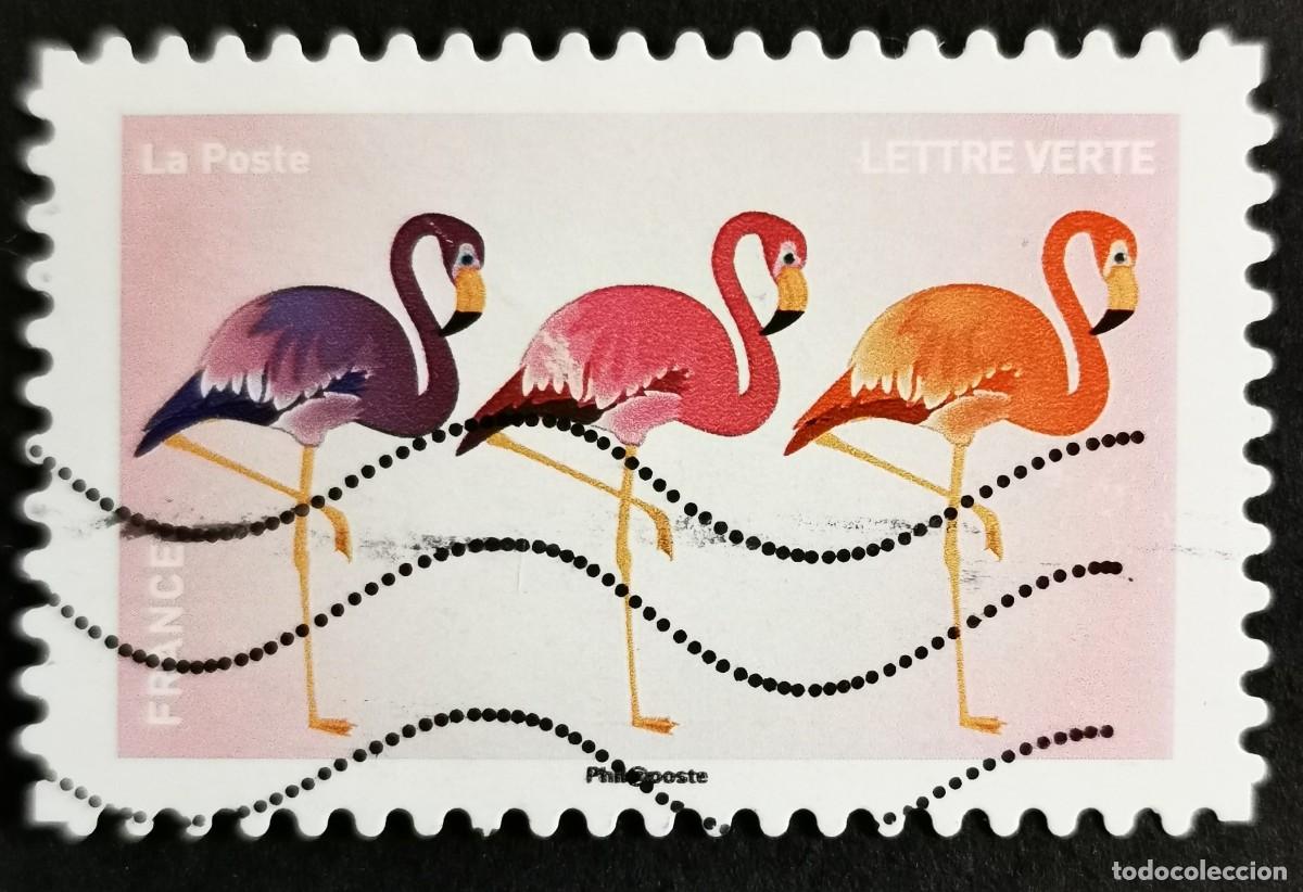 Sellos: Sello Francia 2018, Emojis: flamencos rosas, Sin Valor Facial Michel: FR 7012
