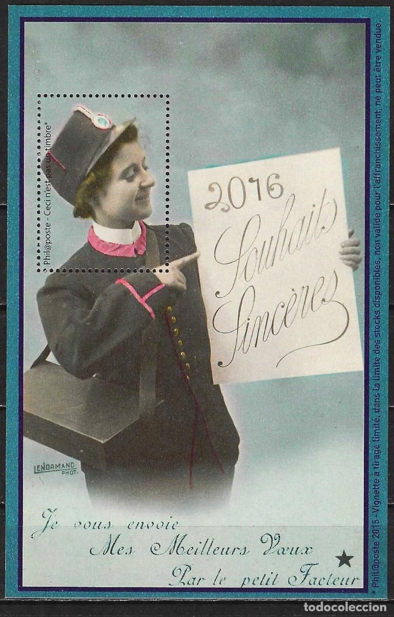 Sellos: Francia 2016 - Bloque de Philaposte - Repartidora de carta &rdquo; Mis mejores deseos &rdquo; MNH**