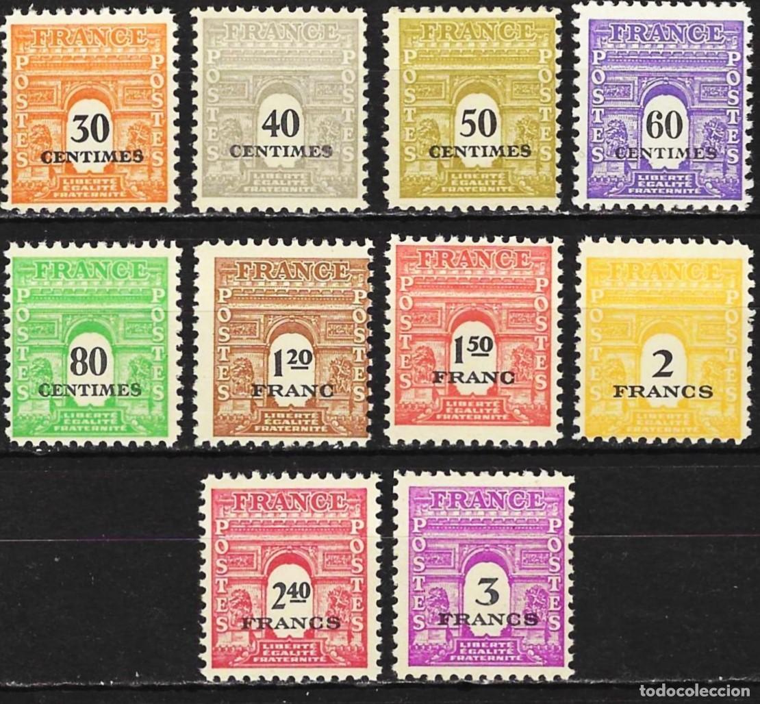Sellos: Francia 1945 - Mi 649 a 658 - YT 702 a 711 - Arco del Triunfo - MNH** ( Serie completa )