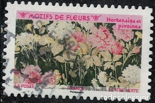Sellos: Francia 2021 Oblit&eacute;r&eacute; Used Motifs de Fleurs Hortensias et Pivoines Y&T 1992 SU