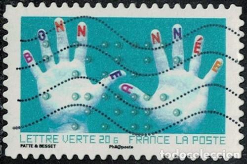 Sellos: Francia 2012 Oblit&eacute;r&eacute; Used Meilleurs Voeux 2013 Bonne Ann&eacute;e en Braille Y&T 771 SU
