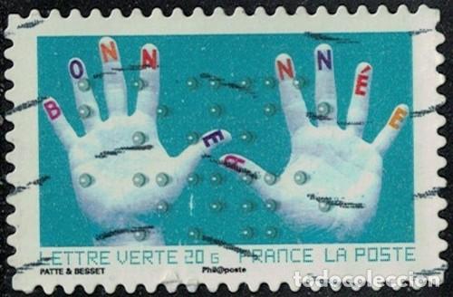 Sellos: Francia 2012 Oblit&eacute;r&eacute; Used Meilleurs Voeux 2013 Bonne Ann&eacute;e en Braille Y&T 771 SU