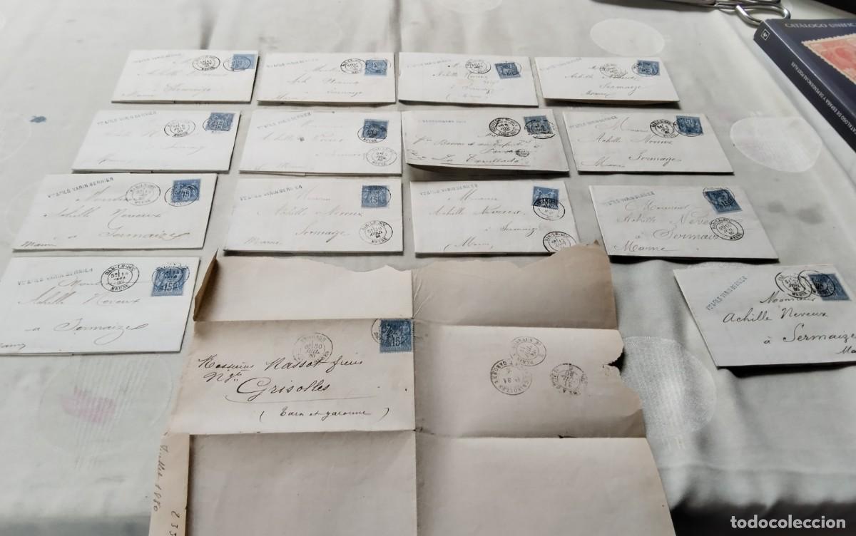 Sellos: FRANCIA , LOTE DE 15 ENVUELTAS CIRCULADAS A&Ntilde;OS 1880/90 APROX , ALTO VALOR