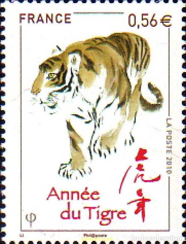 Sellos: 240200 MNH FRANCIA 2010 A&Ntilde;O LUNAR CHINO - A&Ntilde;O DEL TIGRE