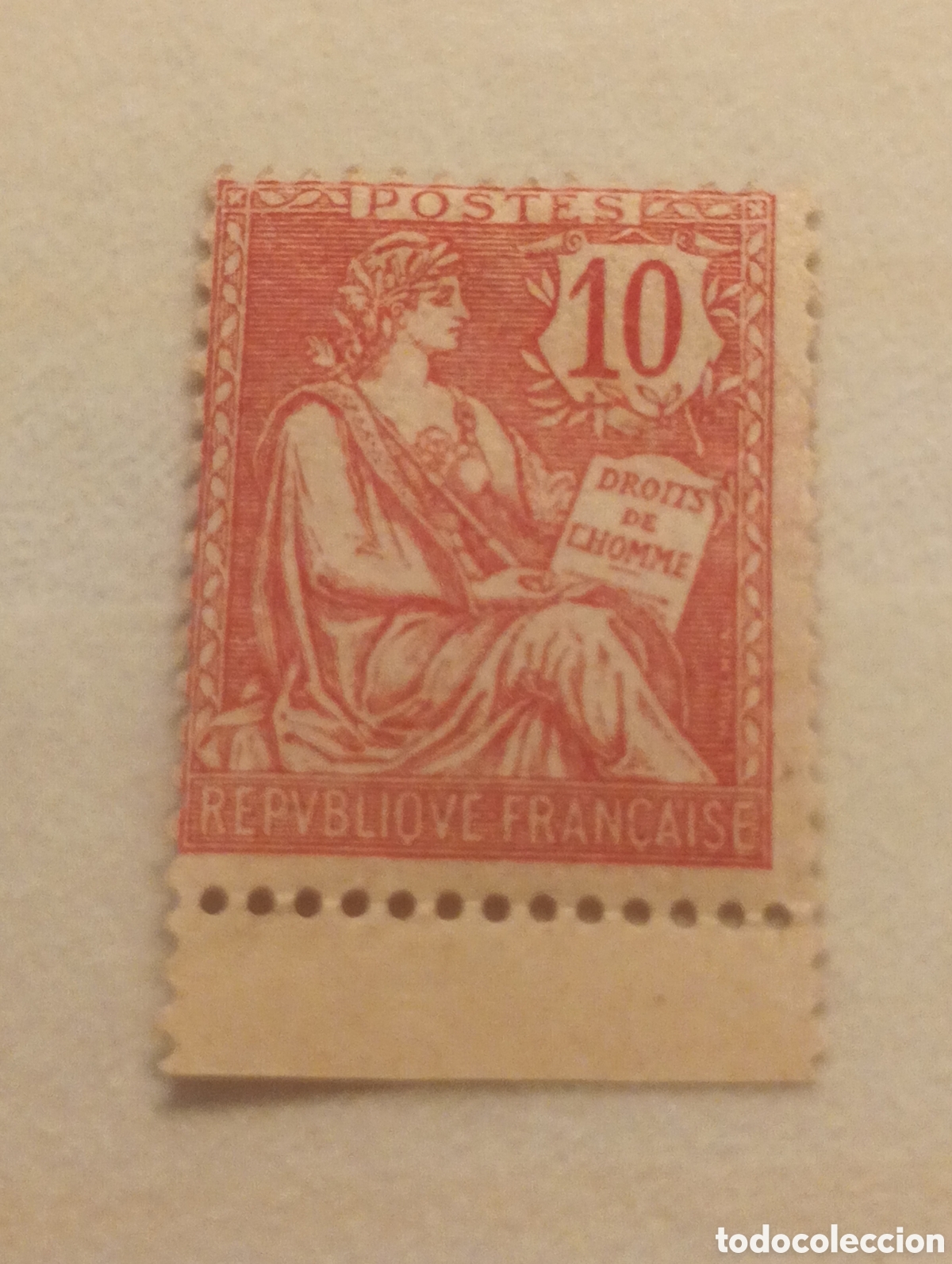 Sellos: Sello Tipo Mouchon 1902 de 10 c&eacute;ntimos rosa (N&deg; 124) nuevo con goma