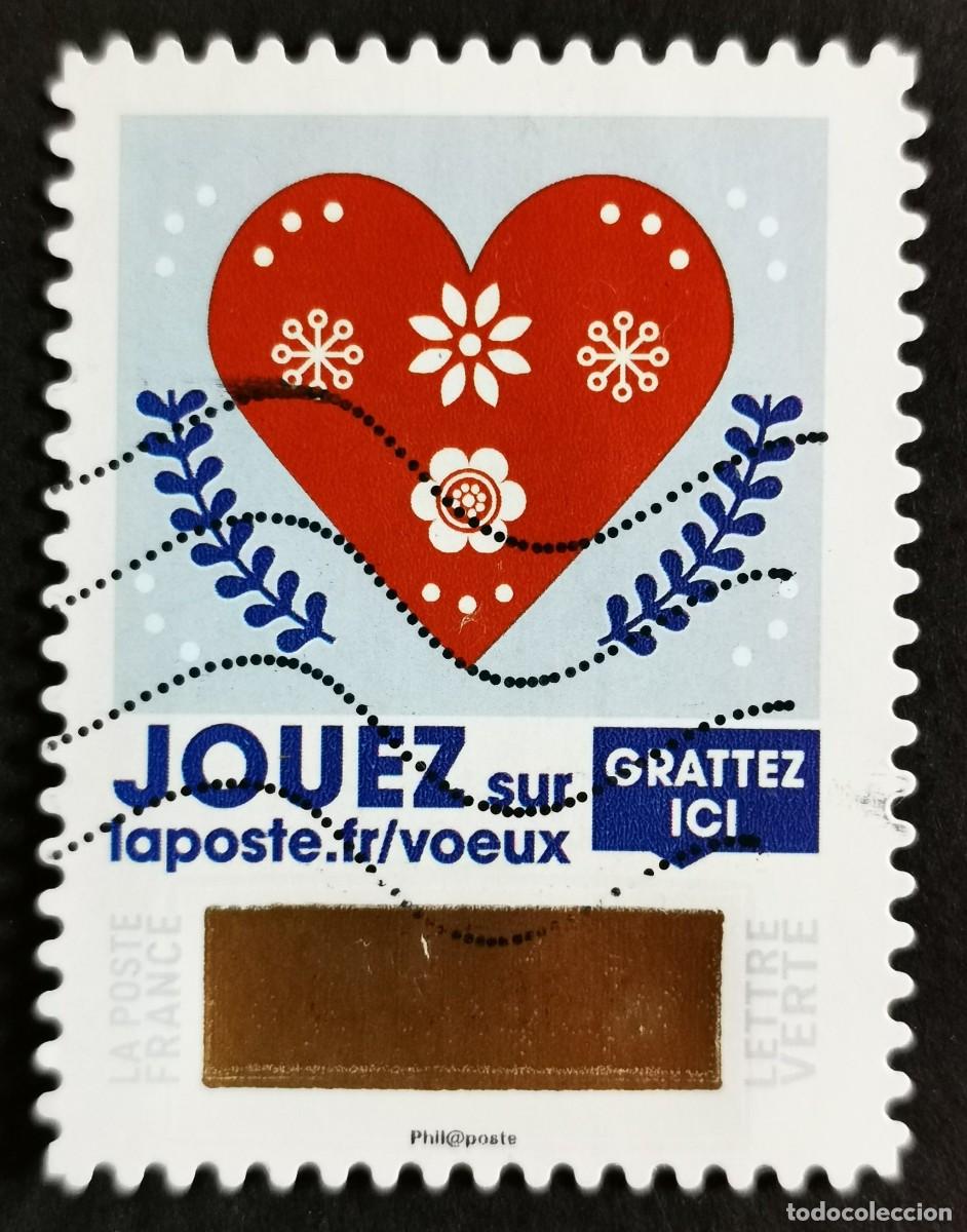Sellos: Sello Francia 2018,Felicita navide&ntilde;a: Saludos de Rasca y Gana, Sin Valor Facial Michel: FR 7197