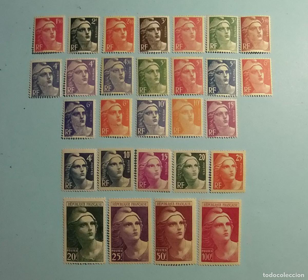 Francobolli: FRANCIA 1945/47 - MARIANNE DE GANDON - PIERRE GANDON - 28 VALORES NUEVOS.
