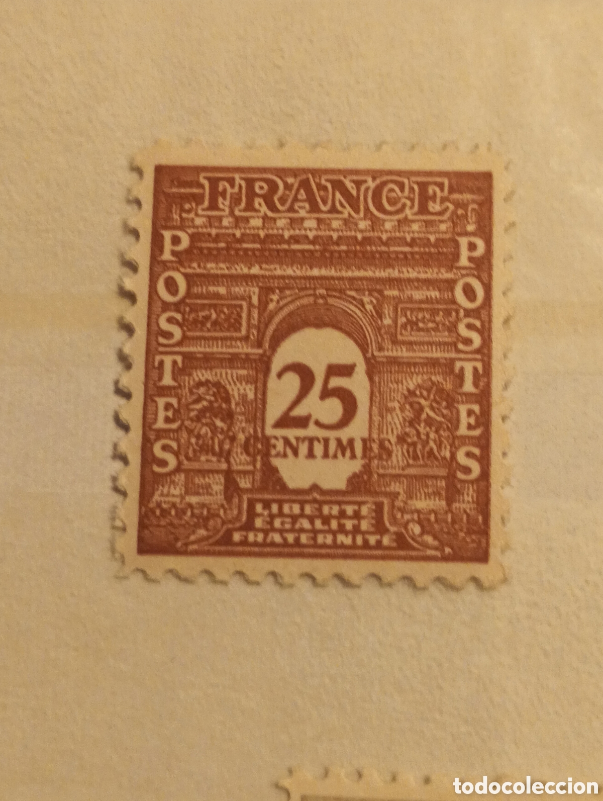 Sellos: sello francia 25 c&eacute;ntimos serie &rdquo;Arc de Triomphe&rdquo; (Arco del Triunfo) Yvert 622 nuevo con goma