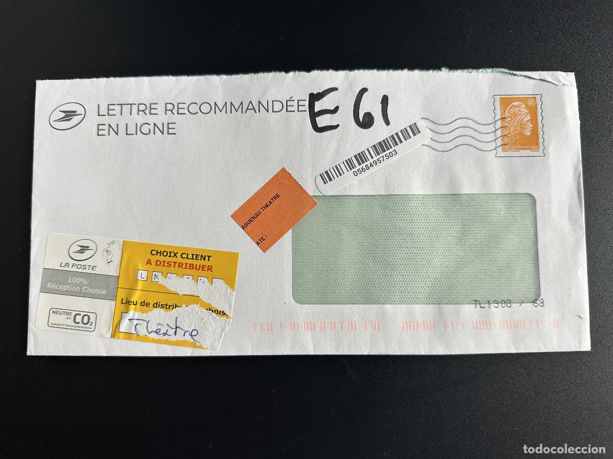 Sellos: Carta certificada PAP lista para enviar en Francia Marianne Engaged Line 23 x 115 cm