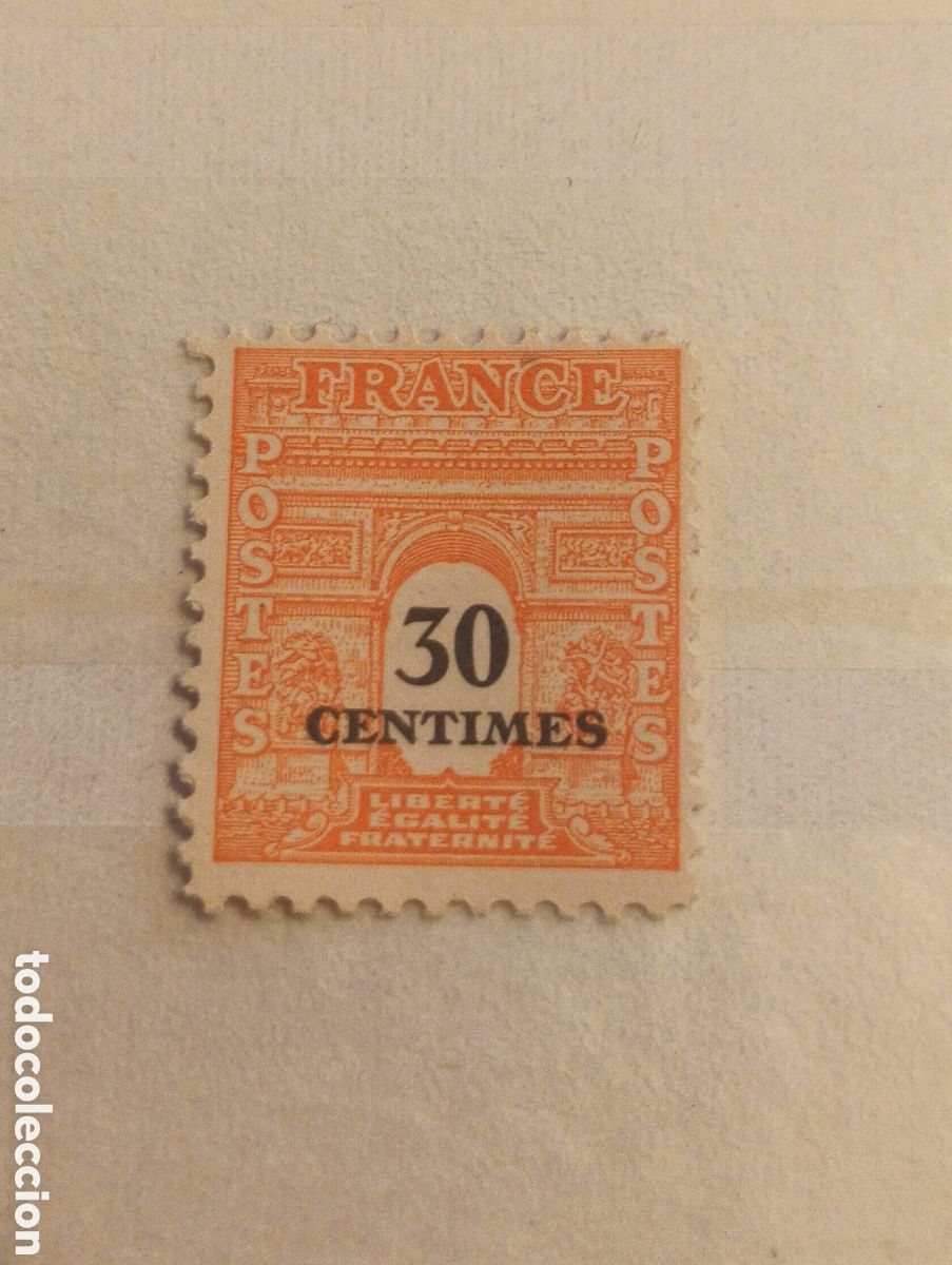 Sellos: sello francia 30 c&eacute;ntimos serie &rdquo;Arc de Triomphe&rdquo; (Arco del Triunfo) Yvert 627 nuevo con goma