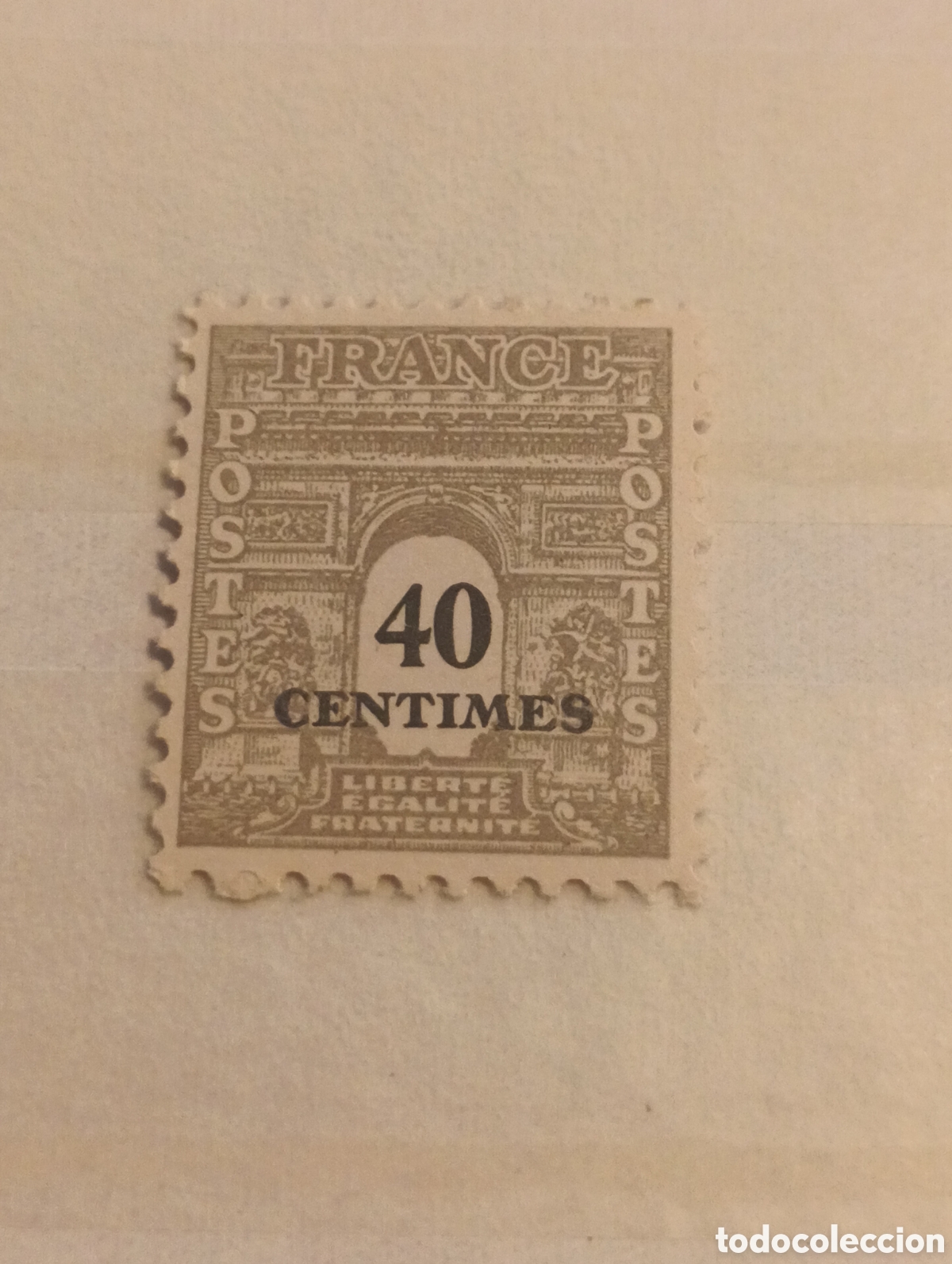 Sellos: sello francia 40 c&eacute;ntimos serie &rdquo;Arc de Triomphe&rdquo; (Arco del Triunfo) Yvert 703 nuevo con goma